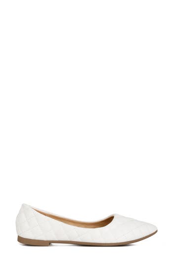 Shop London Rag Rikhani Quilted Pointed Toe Ballet Flat In White