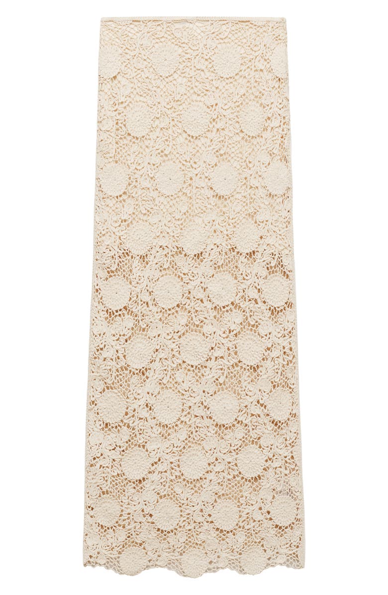MANGO Floral Soutache Midi Skirt, Alternate, color, Ecru