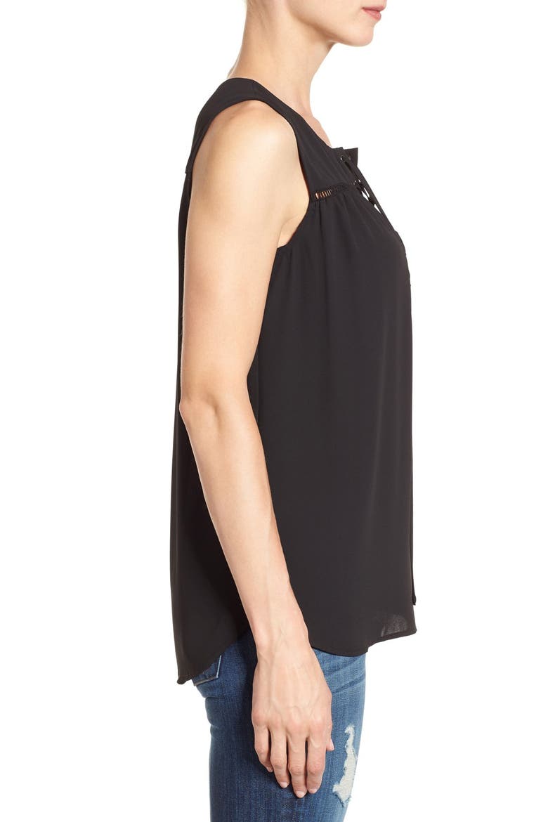Lace-Up Sleeveless Top, Alternate, color, BLACK