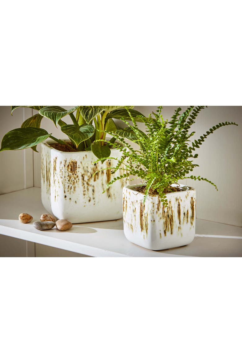 Large White Multi Ceramic Square Planter for Home Decor, Alternate, color, White