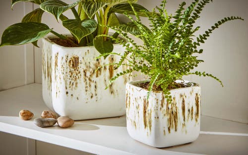 Tag Large White Multi Ceramic Square Planter For Home Decor In White