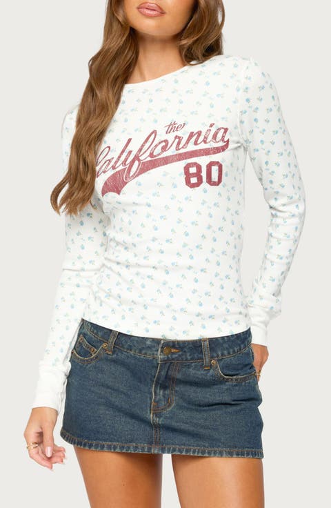 Cali Floral Ribbed Graphic T-Shirt