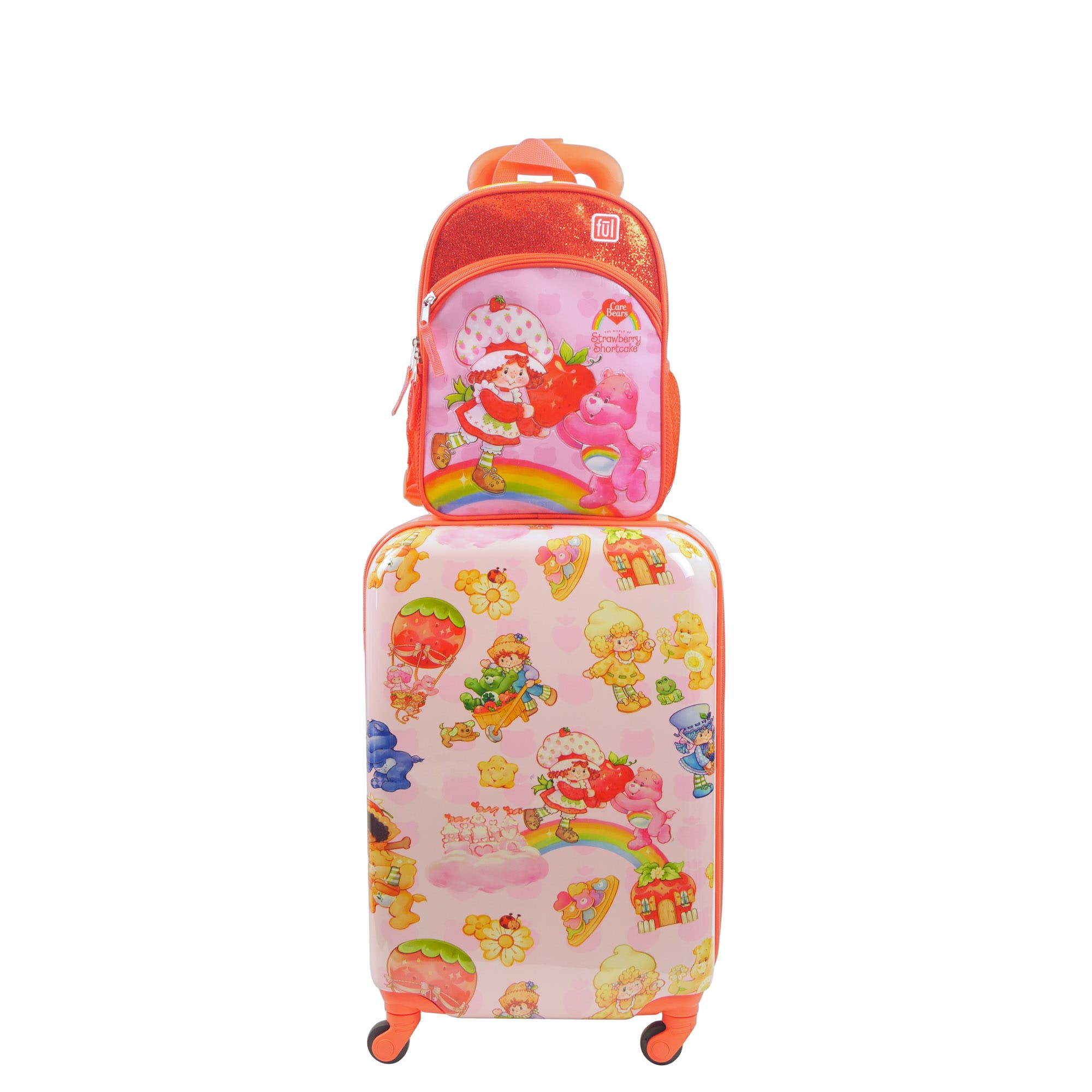 FUL CARE BEARS Strawberry Shortcake and Care Bears 2-Piece Travel Set  21" Suitcase & 13" Backpack, Main, color, Red