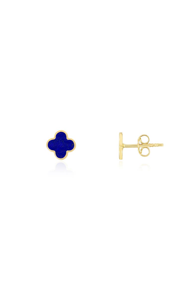 Mini Lapis Clover Stud Earrings, Main, color, Lapis