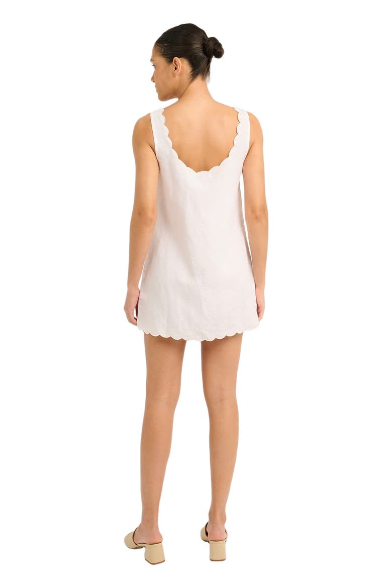 Air Linen Scallop Shift Dress, Alternate, color, WHITE