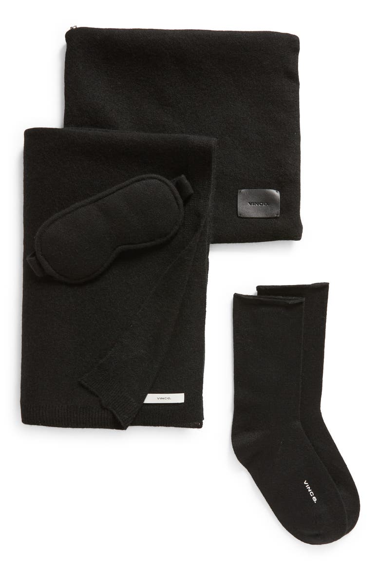 Wool & Cashmere Travel Set, Main, color, BLACK