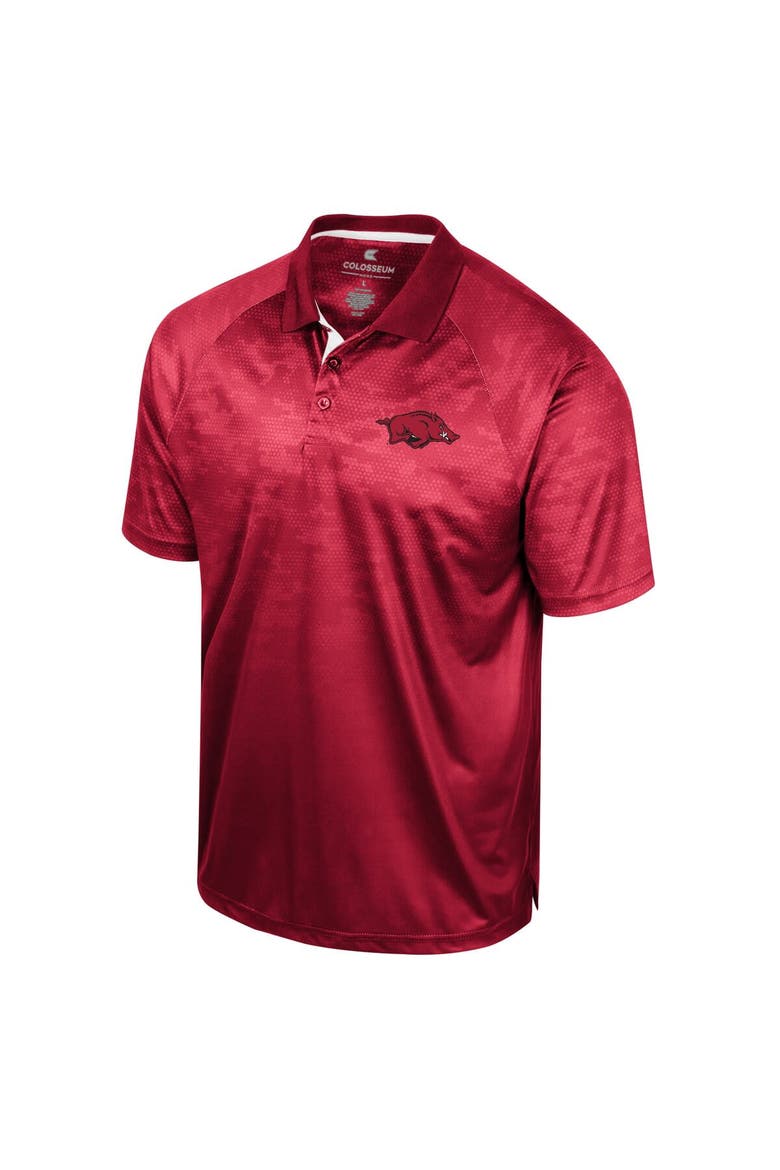 Men's Colosseum Cardinal Arkansas Razorbacks Honeycomb Raglan Polo, Alternate, color, Cardinal