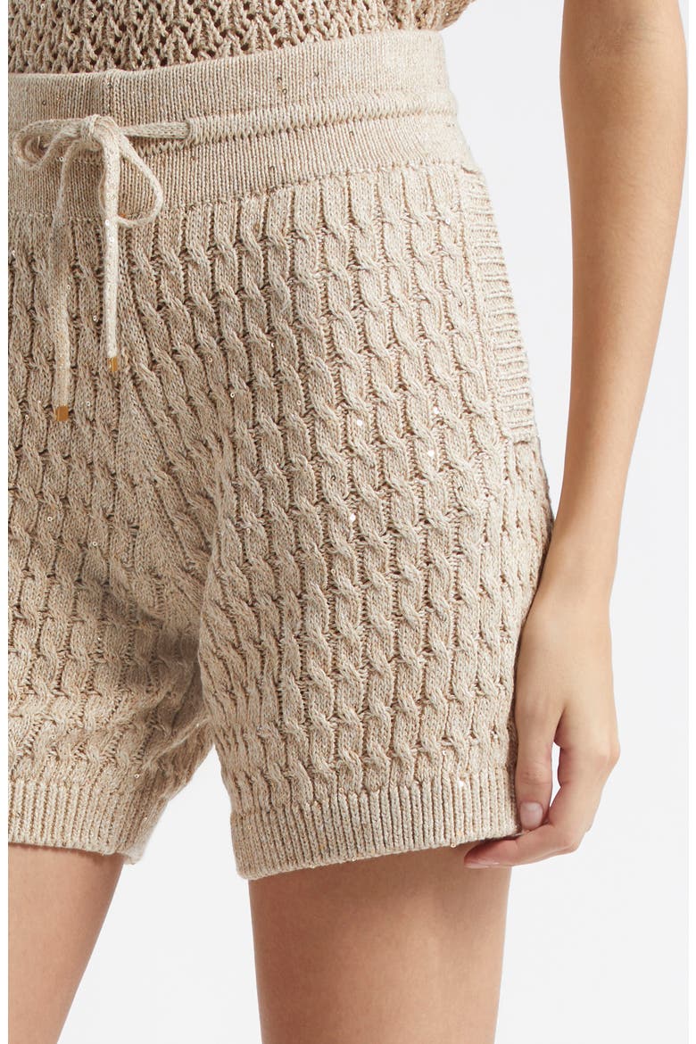 Cable Knit Sweater Shorts, Alternate, color, SAND