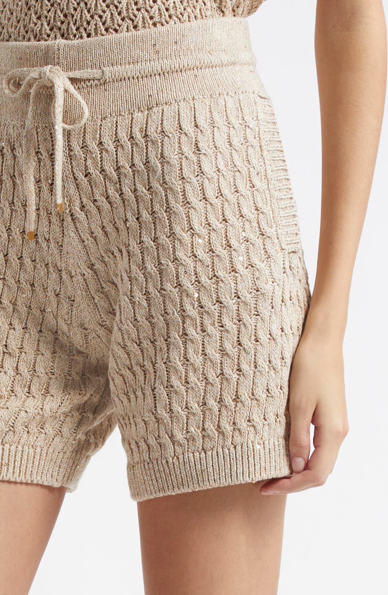 Eleventy Cable Knit Sweater Shorts, Alternate, color, Sand