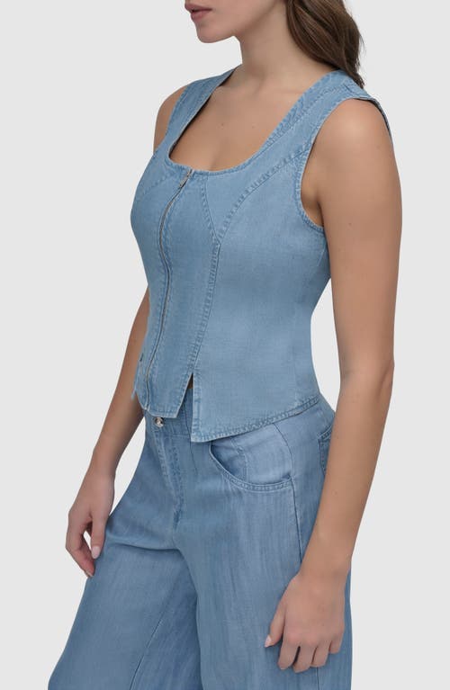 Shop Dkny Corset Vest In Light Chambray