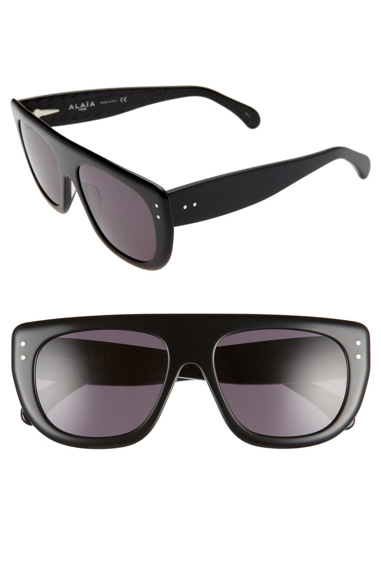 Alaïa 55mm Square Flattop Sunglasses, Main, color, 