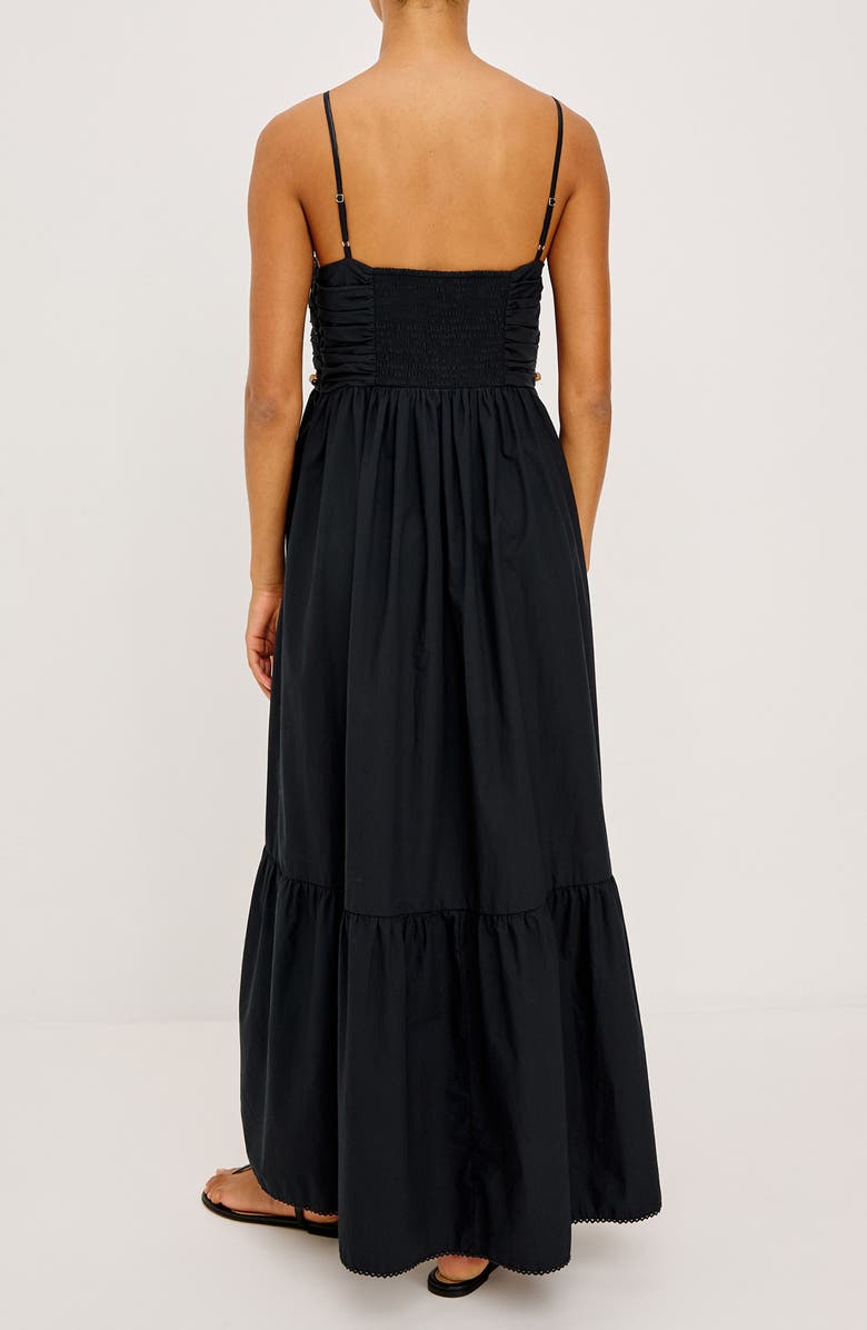 Rails Ivana Polished Stone Detail Cotton Maxi Dress, Alternate, color, Black