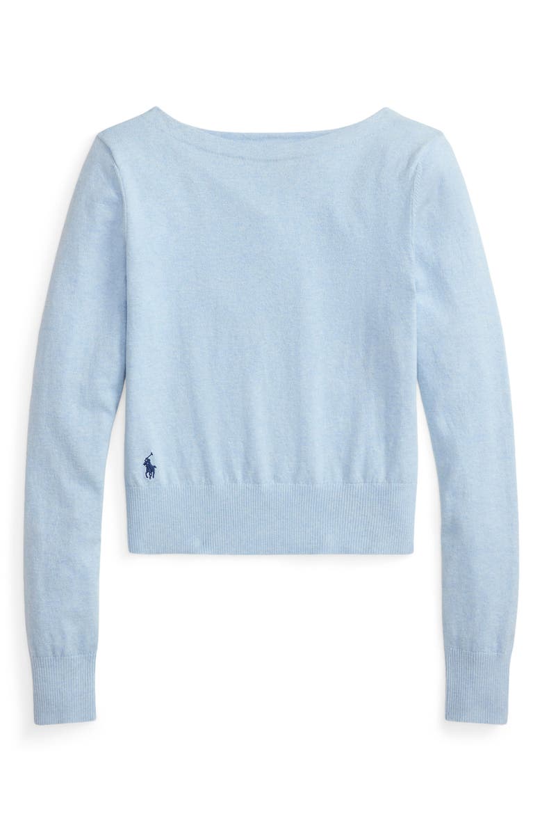 Polo Ralph Lauren Boat Neck Crop Sweater, Alternate, color, Stone Blue Heather