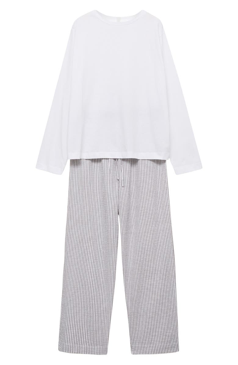 MANGO Two-Piece Stripe Cotton Pajamas, Main, color, 