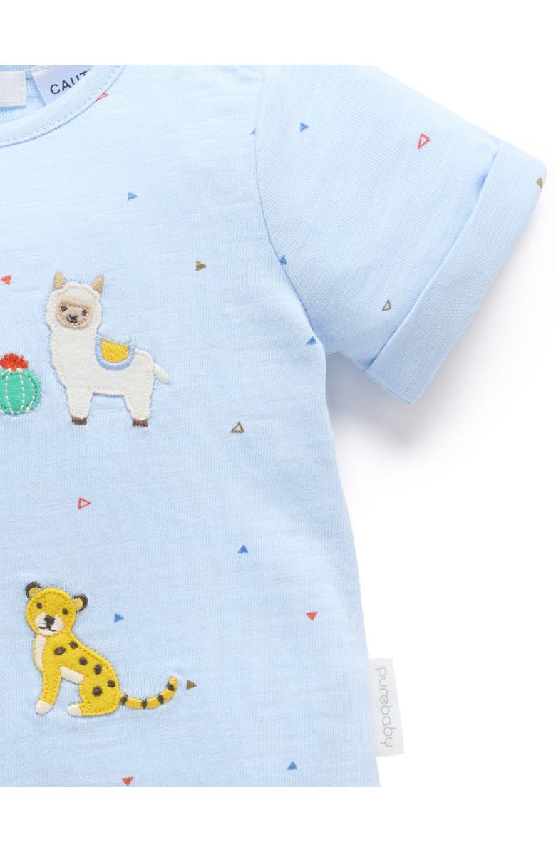 Purebaby Animal Fiesta Short Romper, Alternate, color, Mini Triangle Print