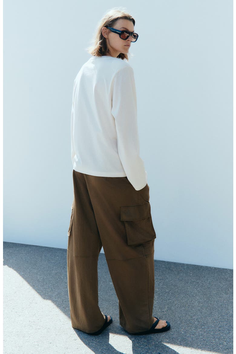 Belted Cargo Trousers, Alternate, color, Brown