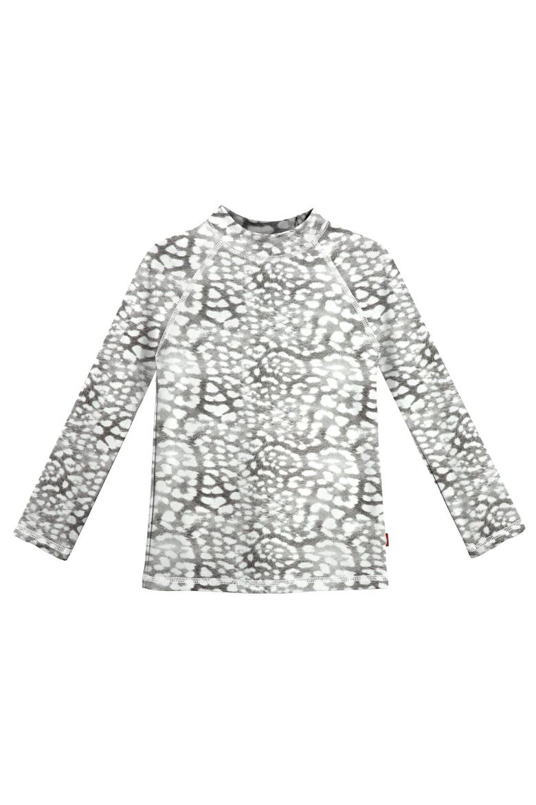 Girls UPF 50+ Long Sleeve Rashguard, Main, color, Leopard Monochrome