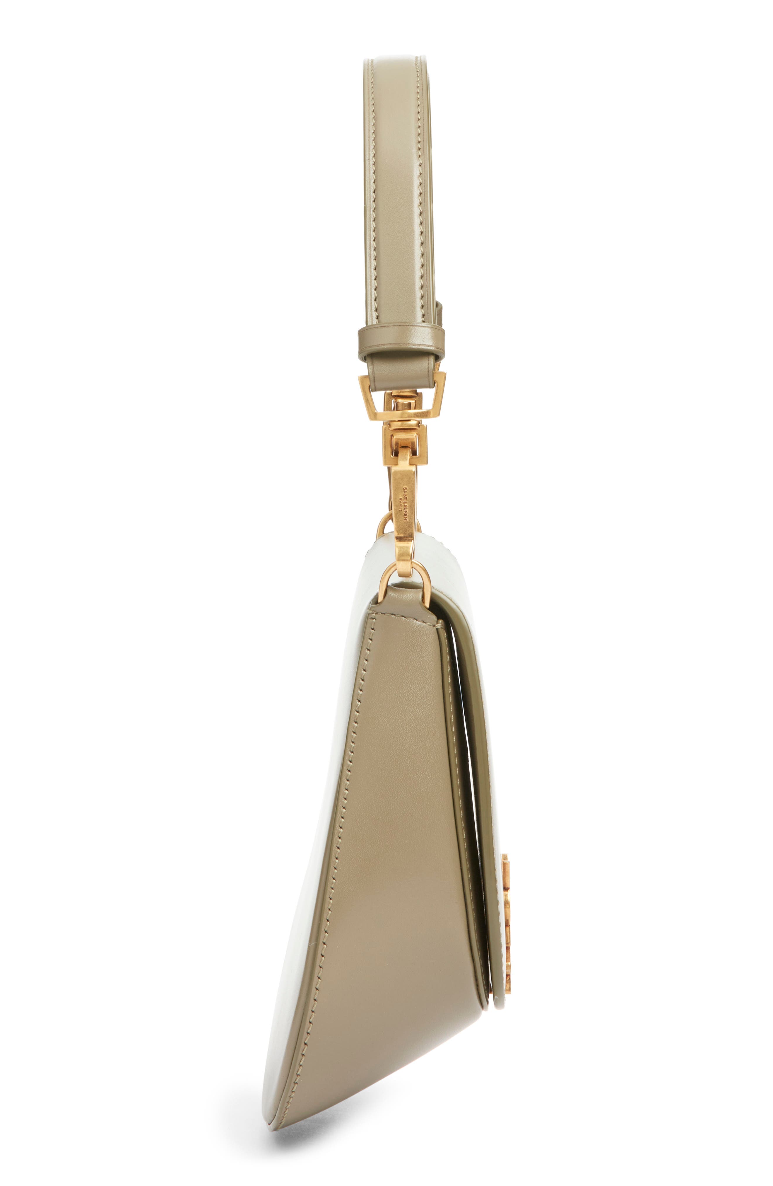 Saint Laurent Mini Voltaire Box Leather Top Handle Bag, Alternate, color, Strong Moss