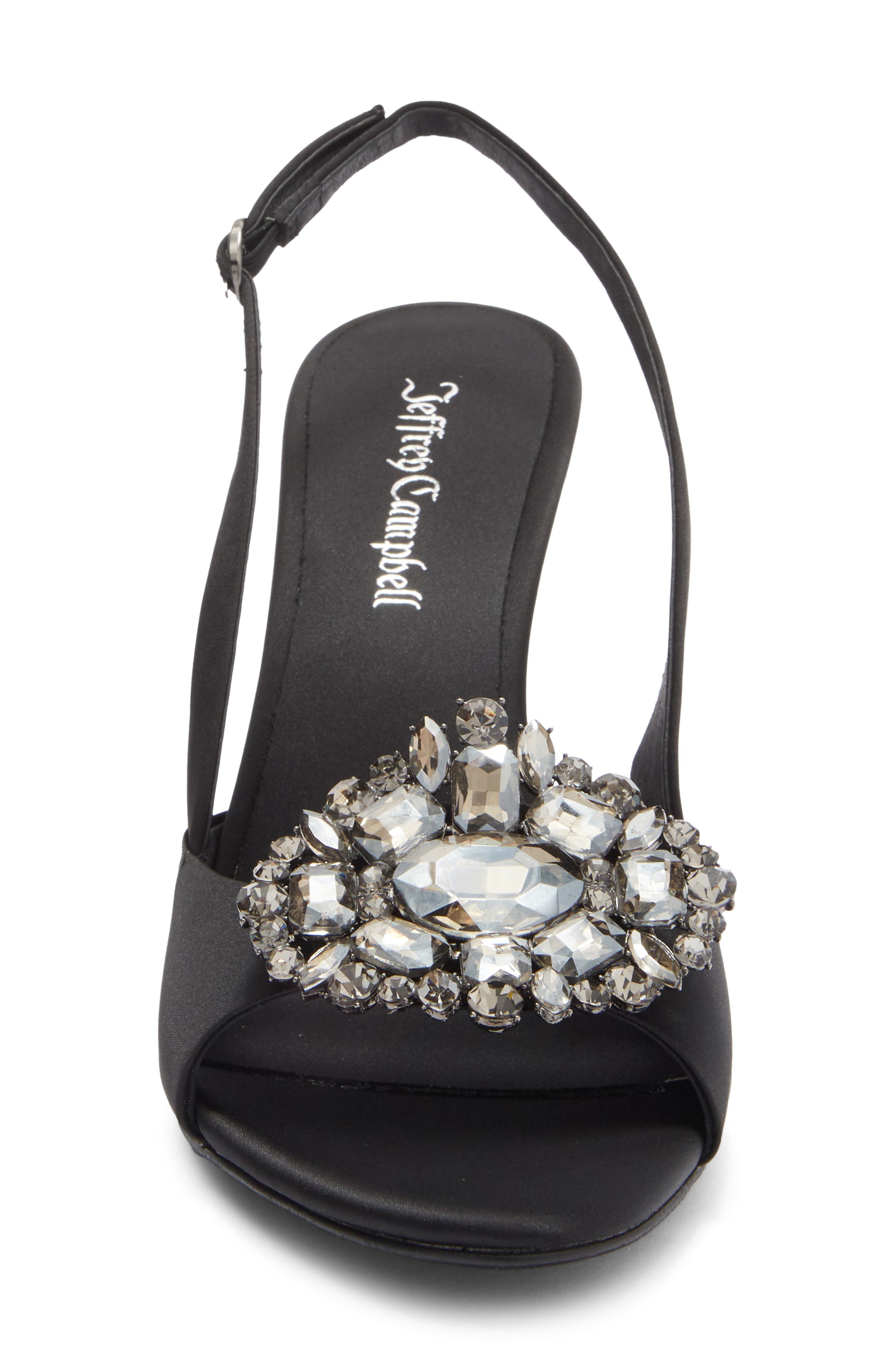 Jeffrey Campbell Triomphe Crystal Embellished Slingback Sandal, Alternate, color, Black Satin Pewter