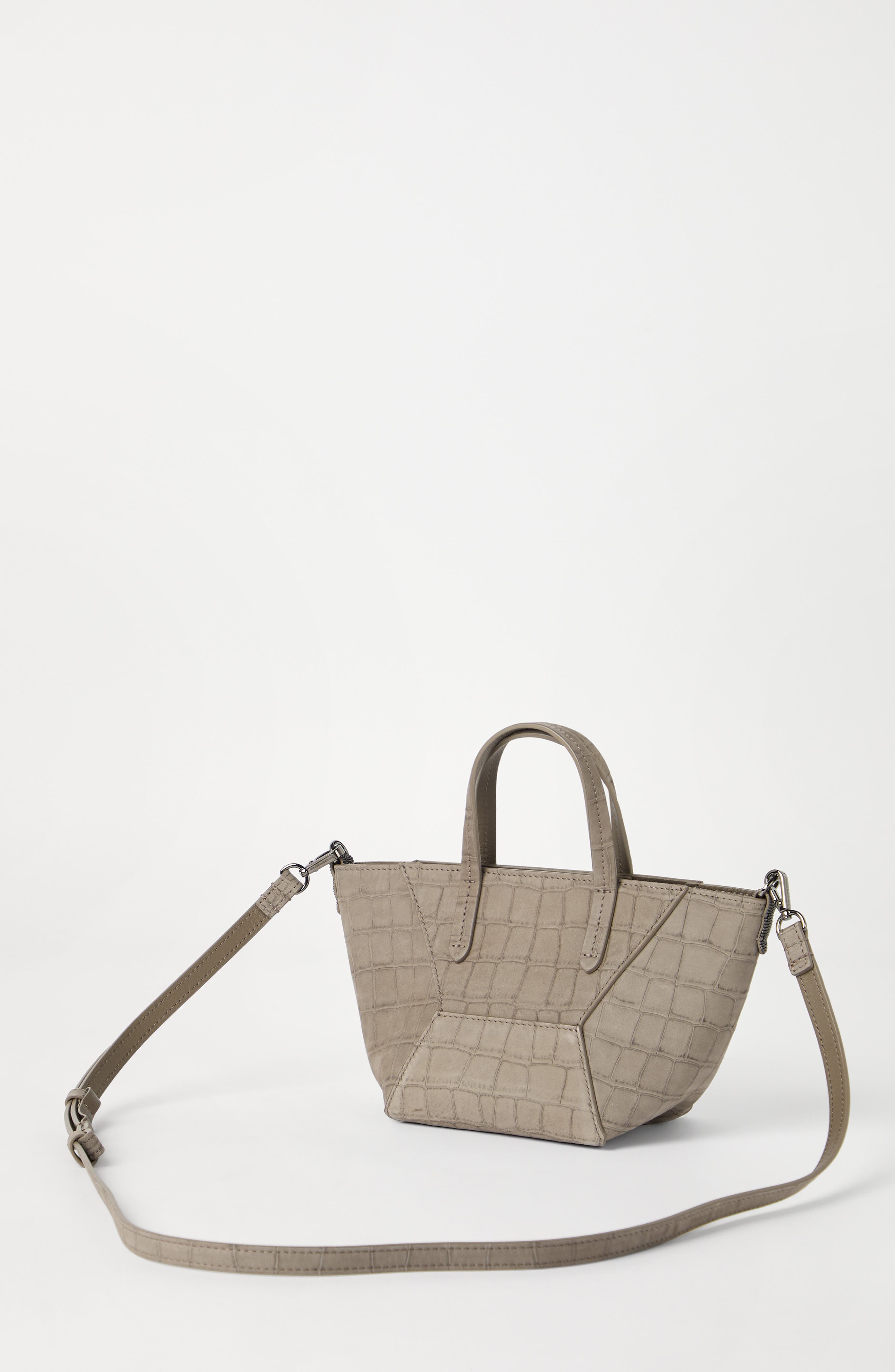 Brunello Cucinelli Croc print BC Duo mini bag, Alternate, color, Light Brown