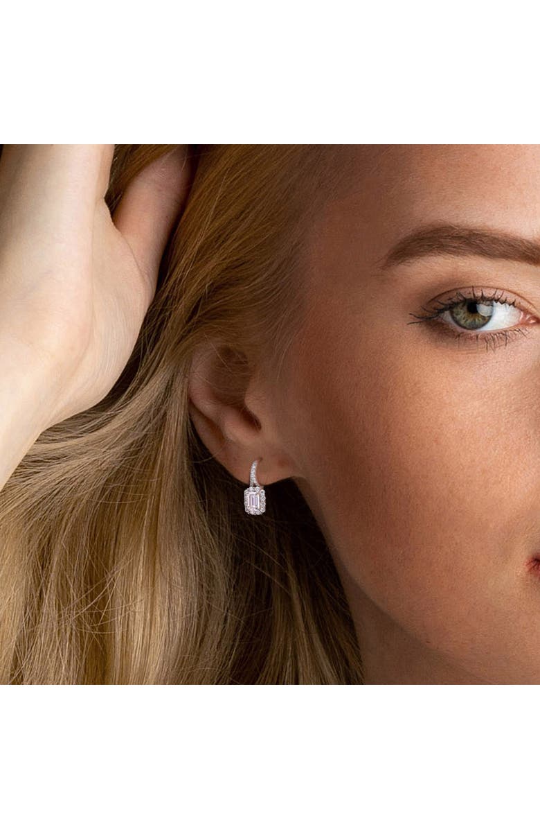 Julianna B. Moissanite Halo Leverback Earrings, Alternate, color, Sterling Silver