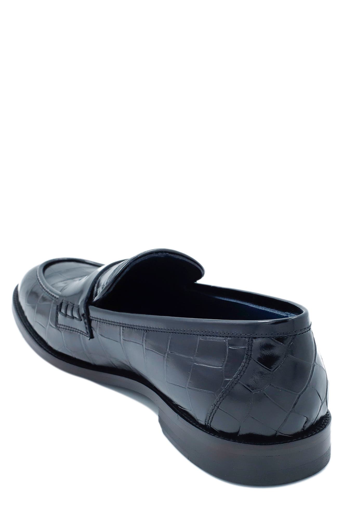 VELLAPAIS Aiden Croc Embossed Penny Loafer, Alternate, color, 