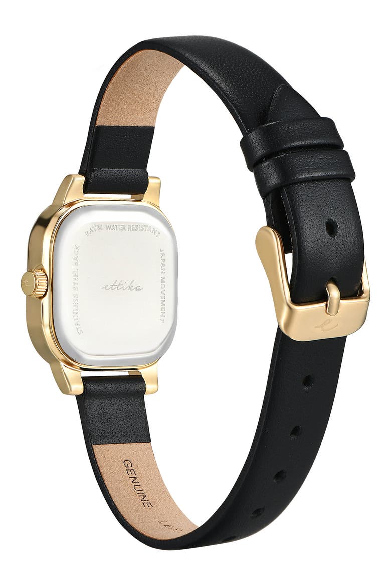Classic Square Leather Strap Watch, Alternate, color, BLACK