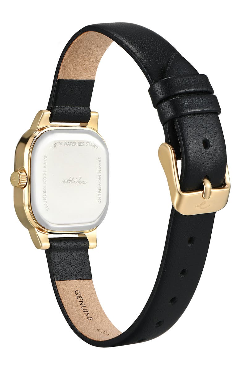 Ettika Classic Square Leather Strap Watch, Alternate, color, Black