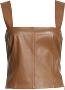 Vince Square Neck Leather Tank Top