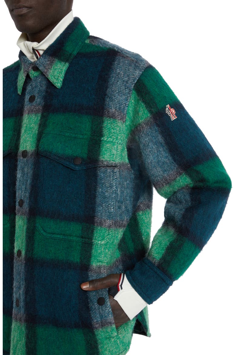 Waier Plaid Snap-Up Shirt Jacket, Alternate, color, GREEN BLUE