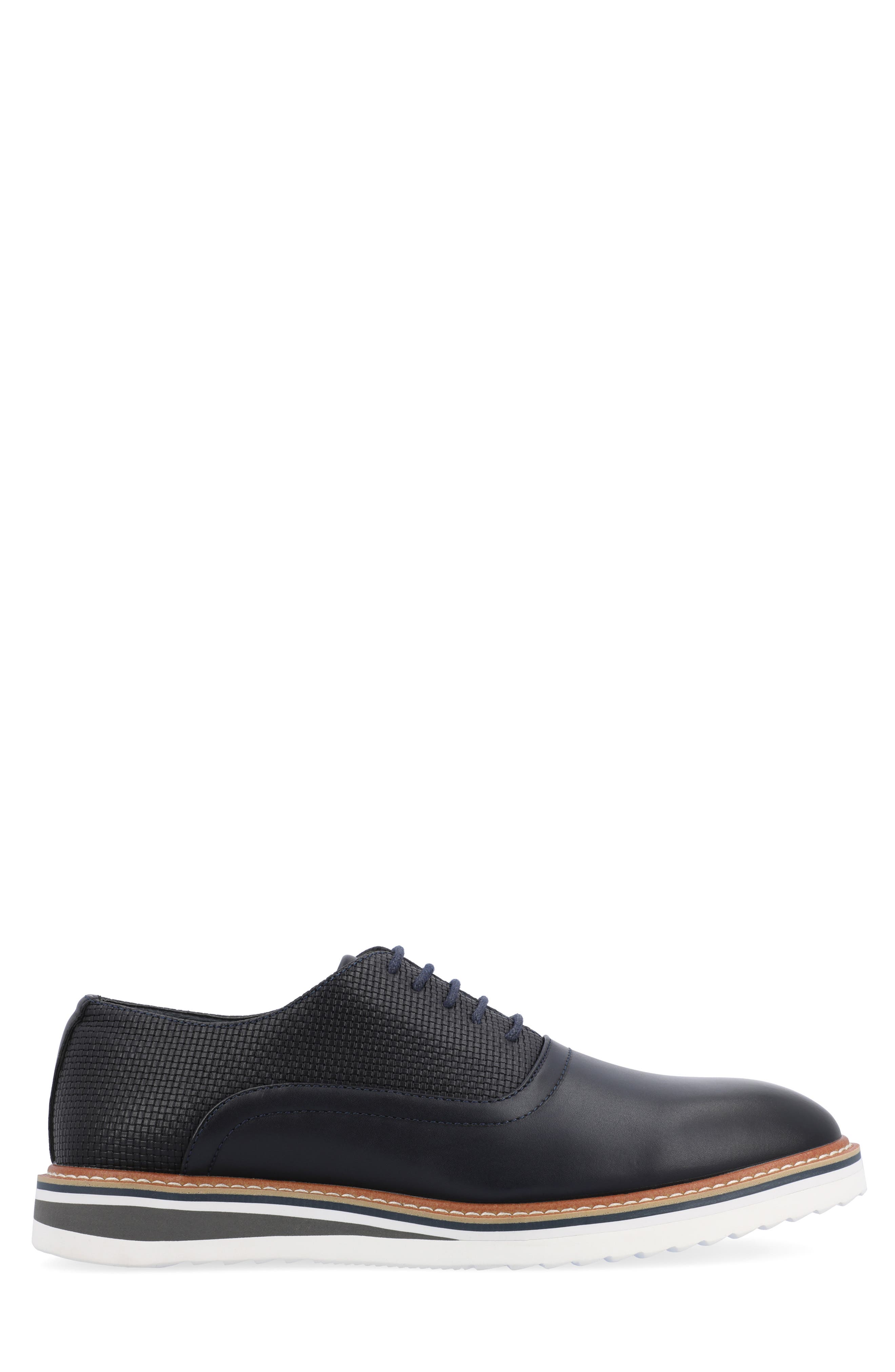 VANCE CO Weber Plain Toe Vegan Leather Oxford, Alternate, color, Navy