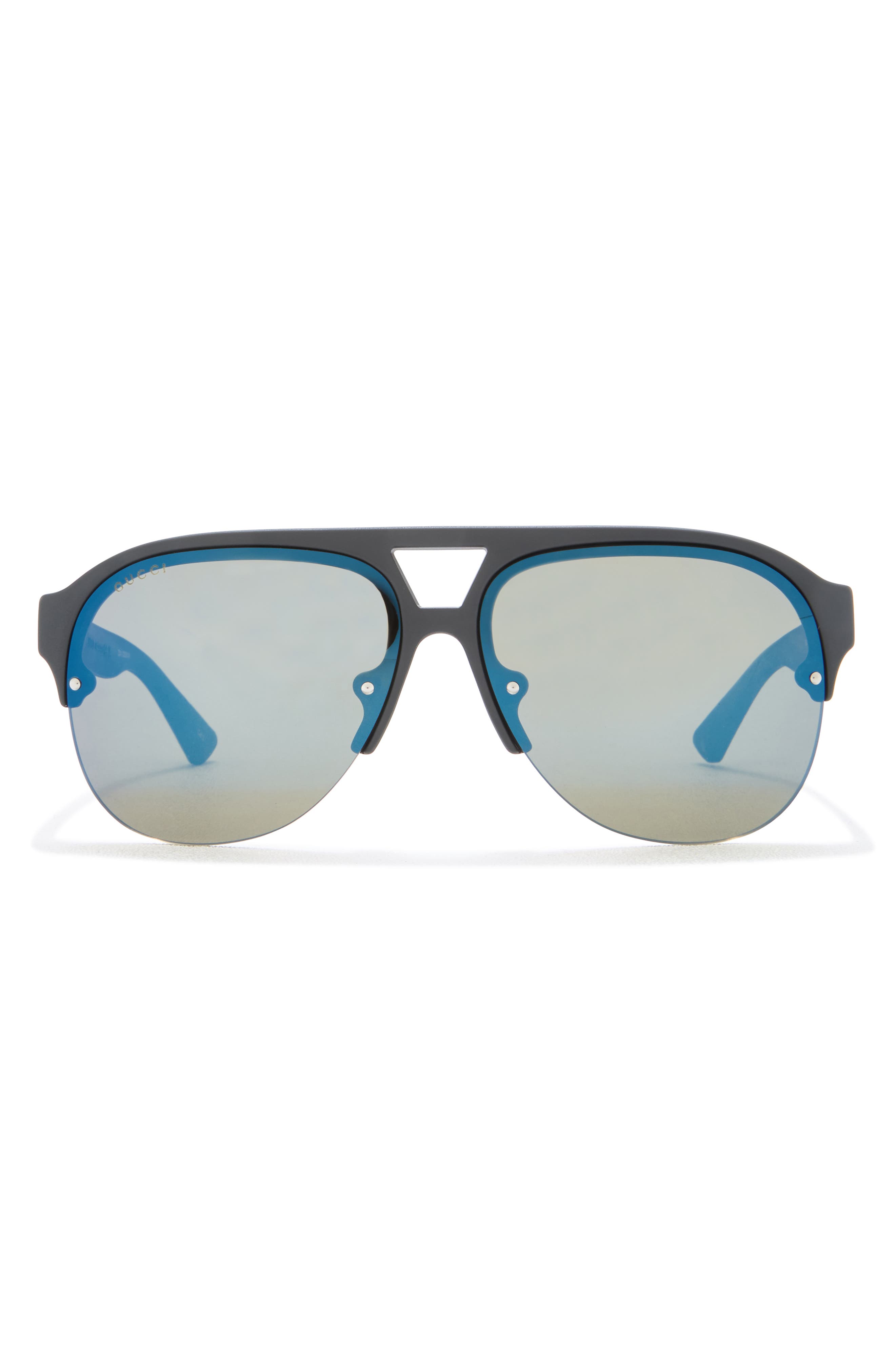 Gucci 59mm Half Rim Aviator Sunglasses
