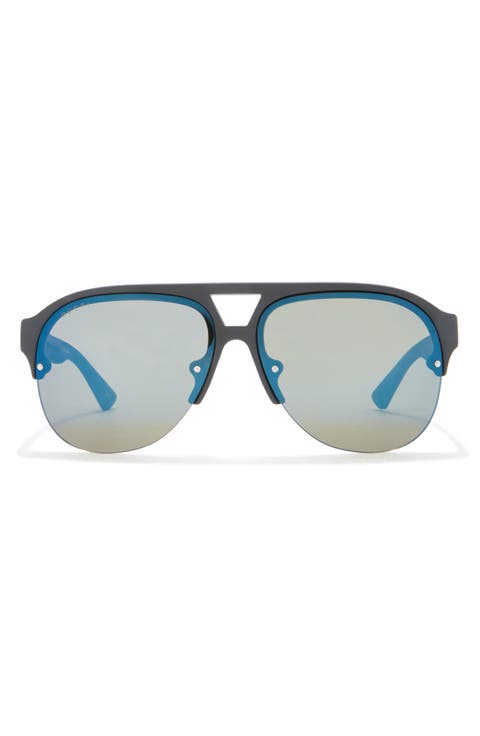 59mm Half Rim Aviator Sunglasses