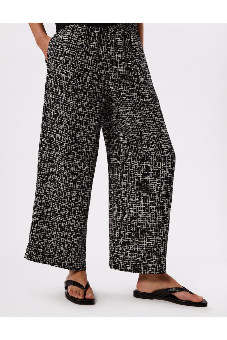 Woven Grid Crop Trouser, Main, color, Black/Multi