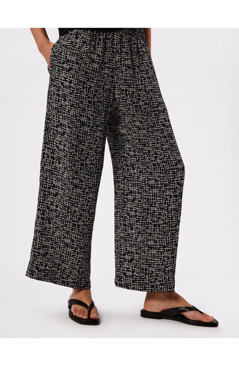 Whistles Woven Grid Crop Trouser, Main, color, Black/Multi