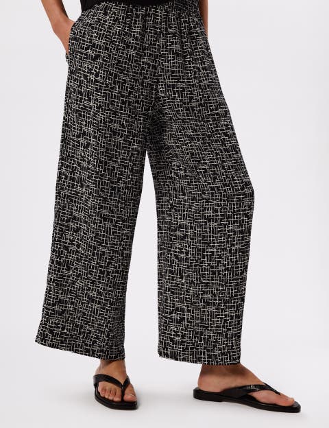 Woven Grid Crop Trouser