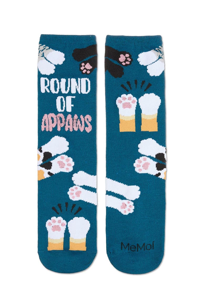 Big Kid's Round Of Appaws Greeting Card Crew Socks, Alternate, color, Blue Sapphire