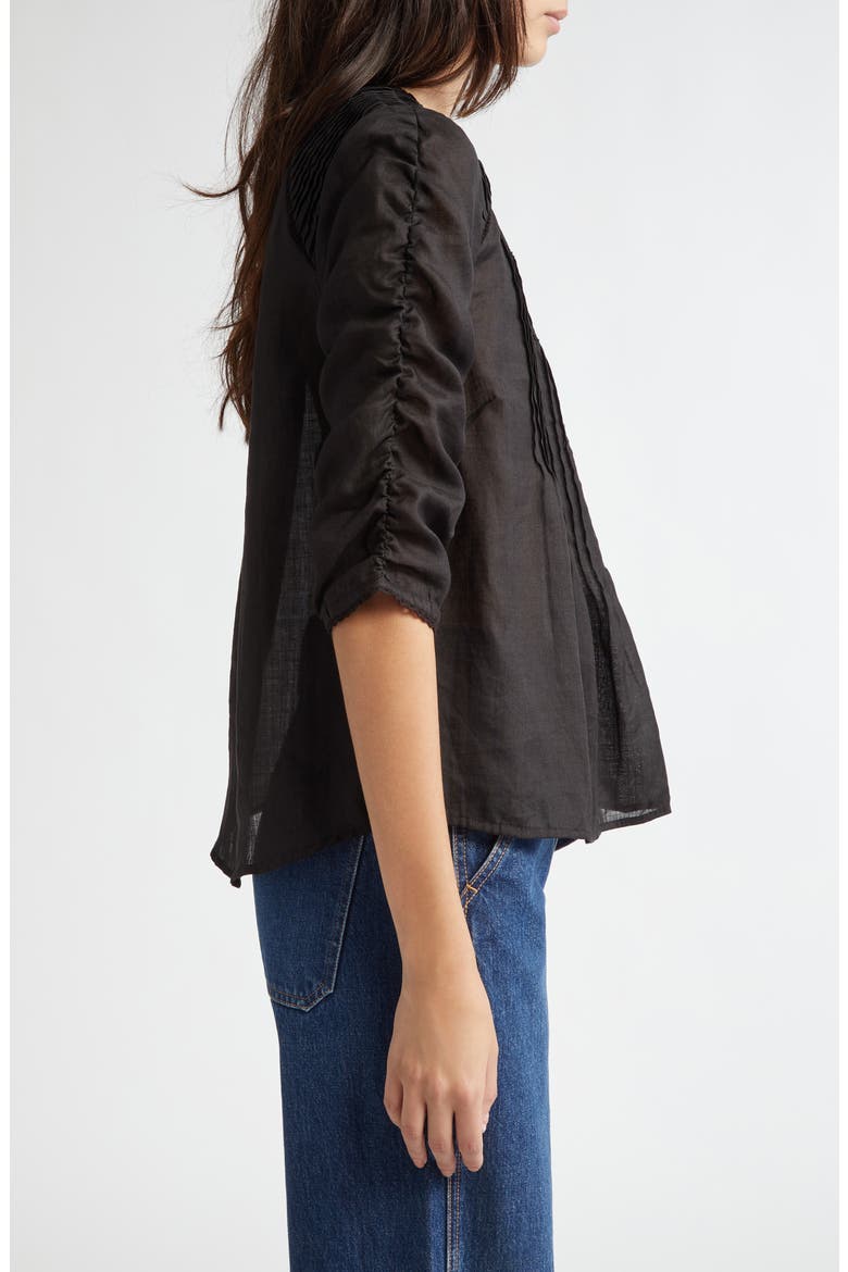 Bryce Pintuck Ruched Sleeve Top, Alternate, color, BLACK