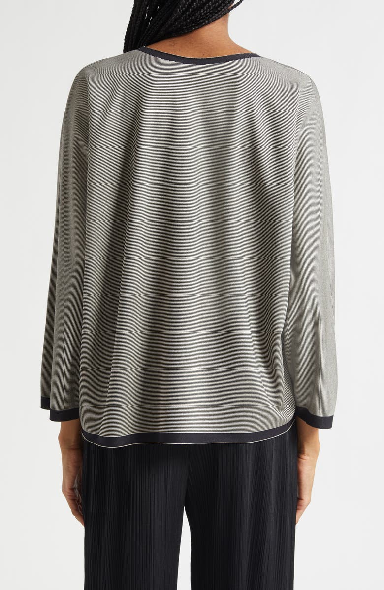 Pleats Please Issey Miyake A-Poc Stripe Pleated Top, Alternate, color, Black