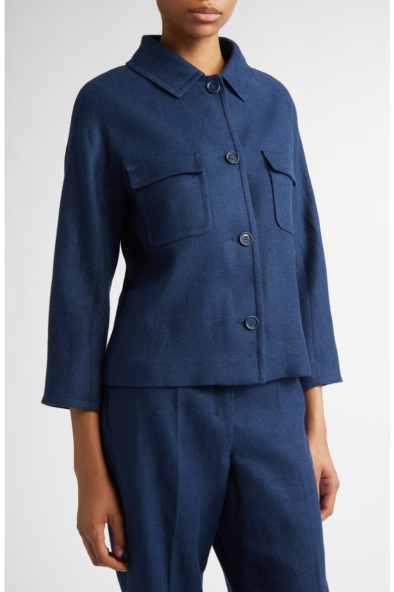 Monia Linen Blend Crop Jacket, Alternate, color, NAVY