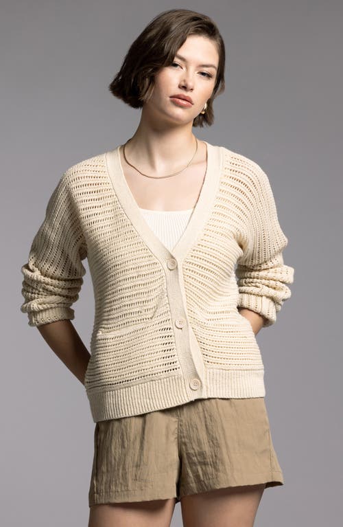 Weekend Los Angeles Lisette Linen & Cotton Cardigan In Bone