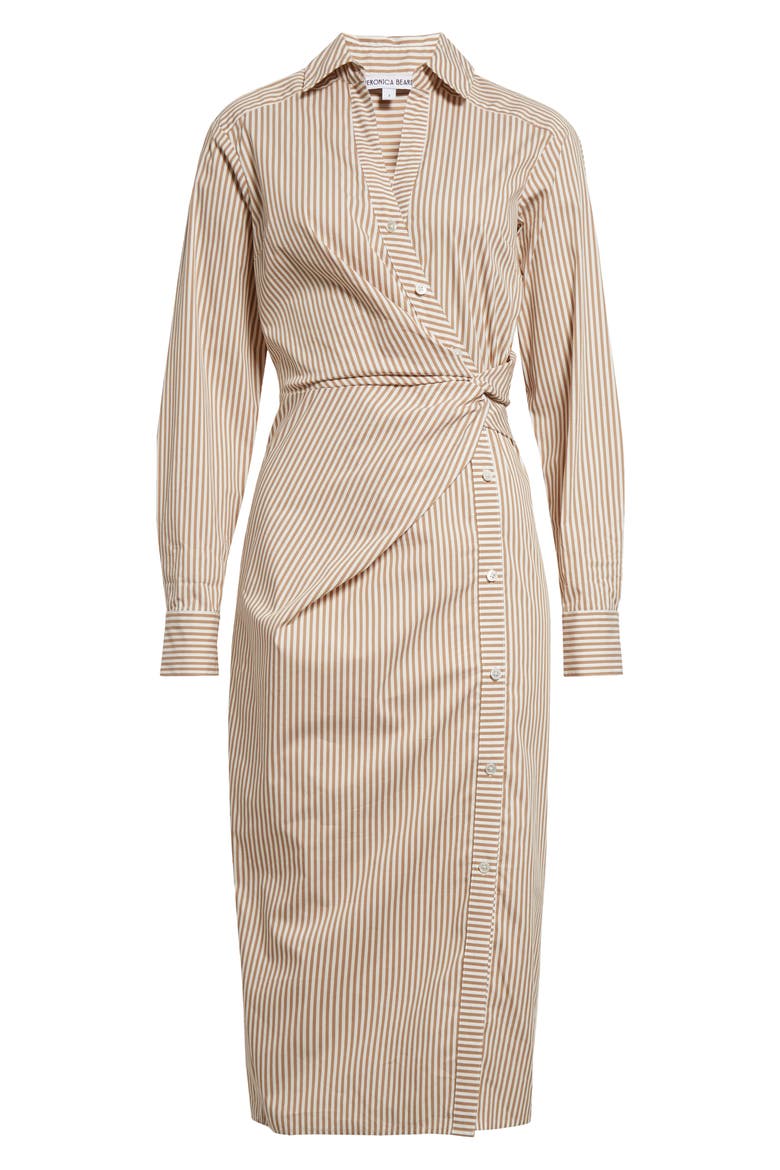 Wright Stripe Long Sleeve Cotton Shirtdress, Alternate, color, ACORN/ WHITE