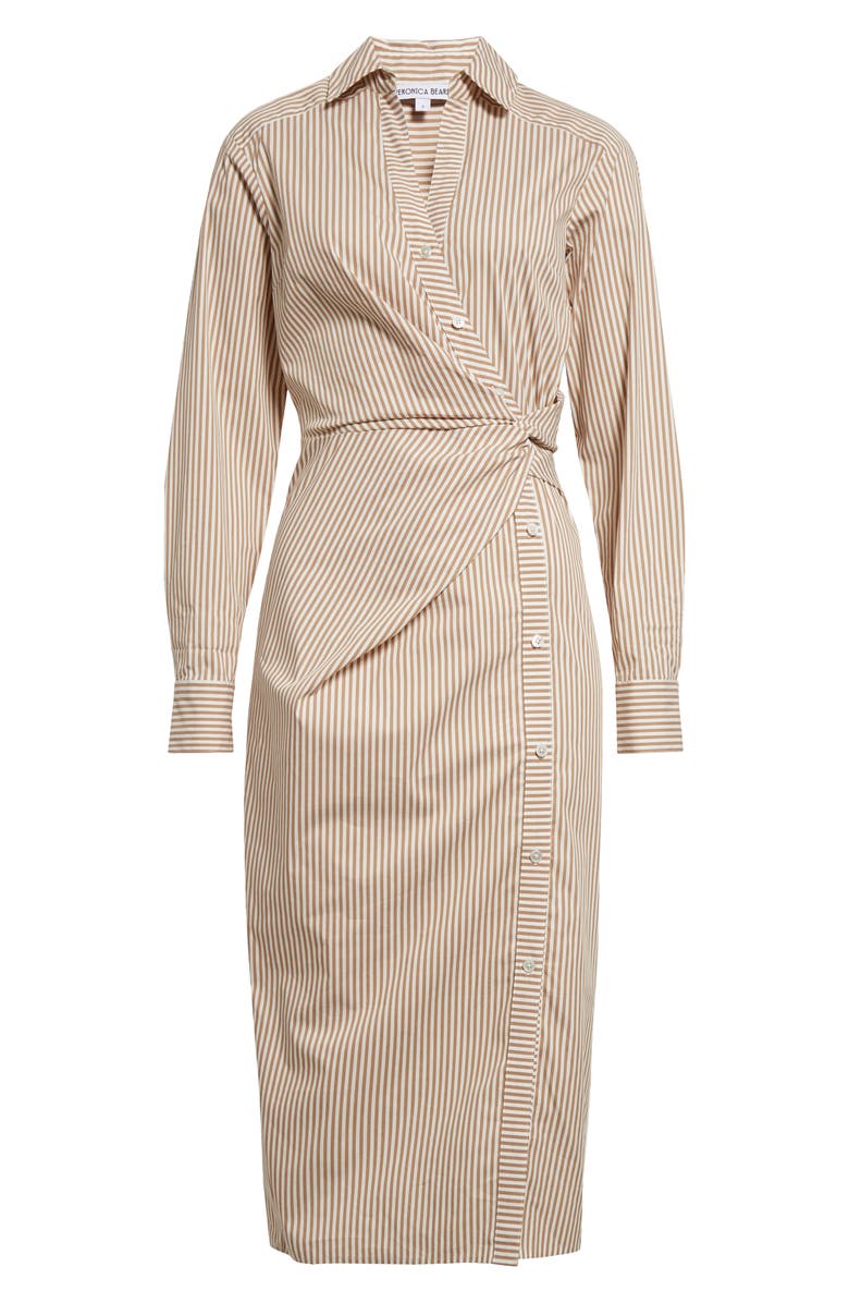 Veronica Beard Wright Stripe Long Sleeve Cotton Shirtdress, Alternate, color,
