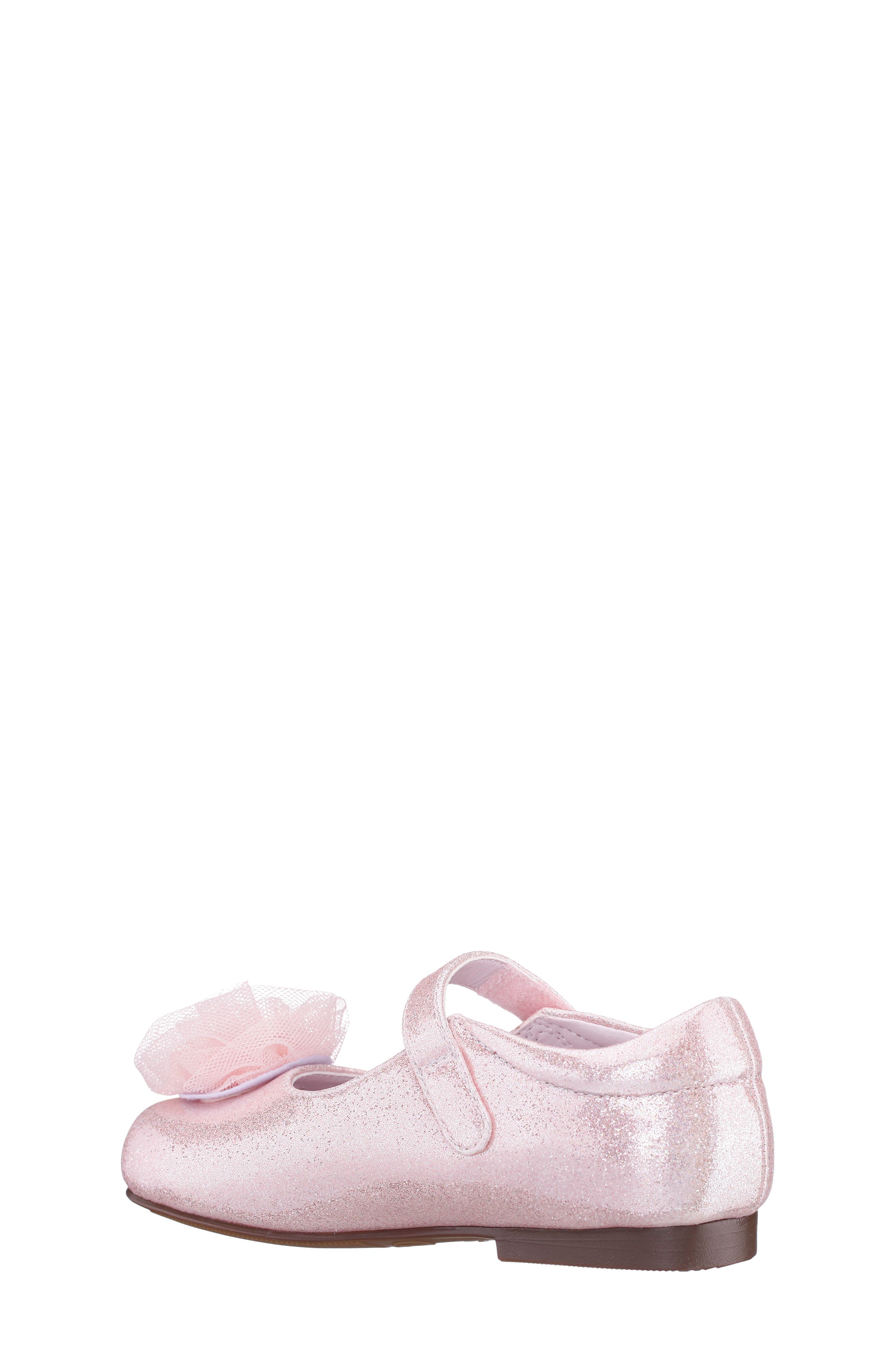Nina Kids' Bluee Rosette Mary Jane Flat, Alternate, color, Light Pink Shimmer