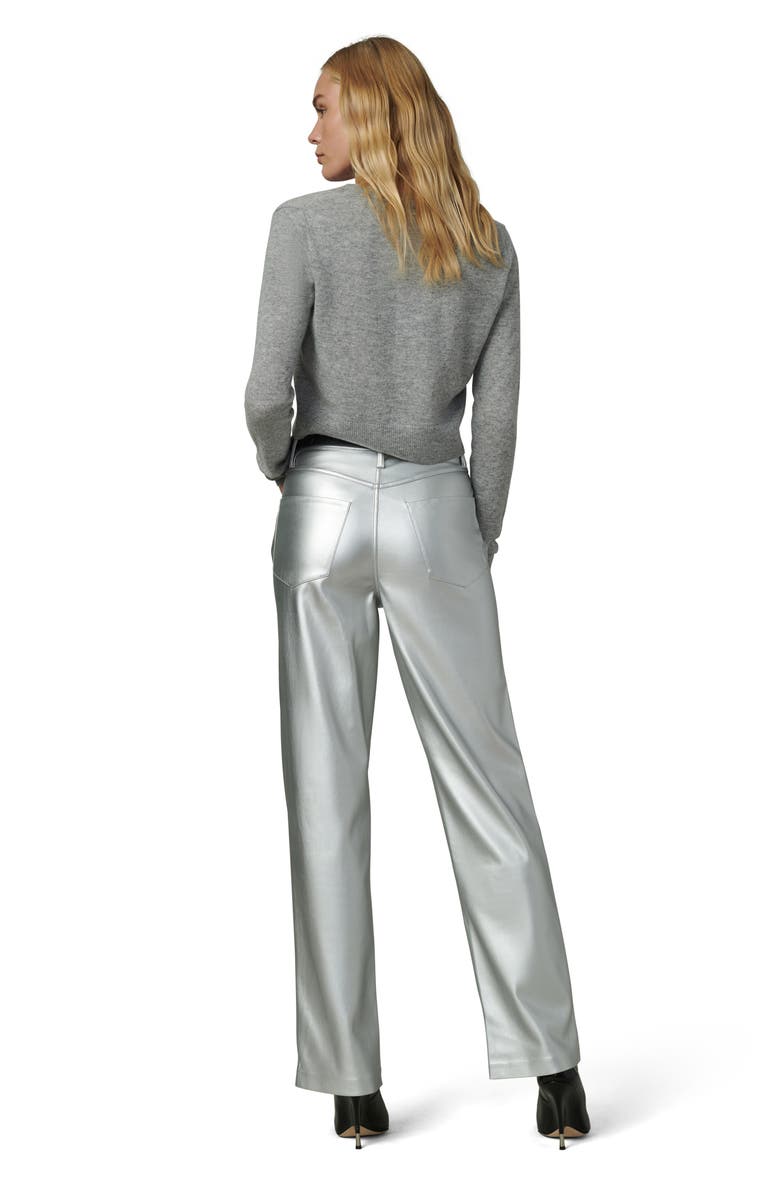 Joe's The Margot High Waist Relaxed Straight Leg Faux Leather Jeans, Alternate, color, Plated Silver