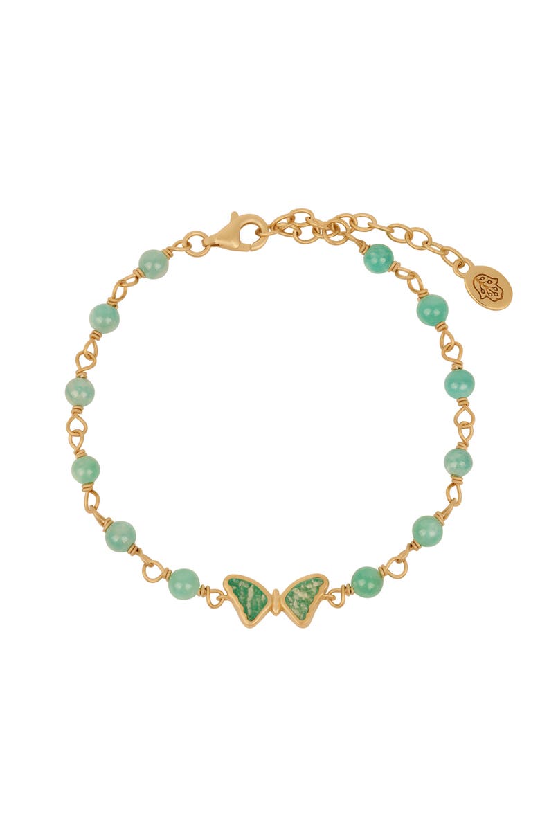 Karma and Luck Free Spirit Amazonite Butterfly Gold Bracelet, Main, color, Gold/Turquoise