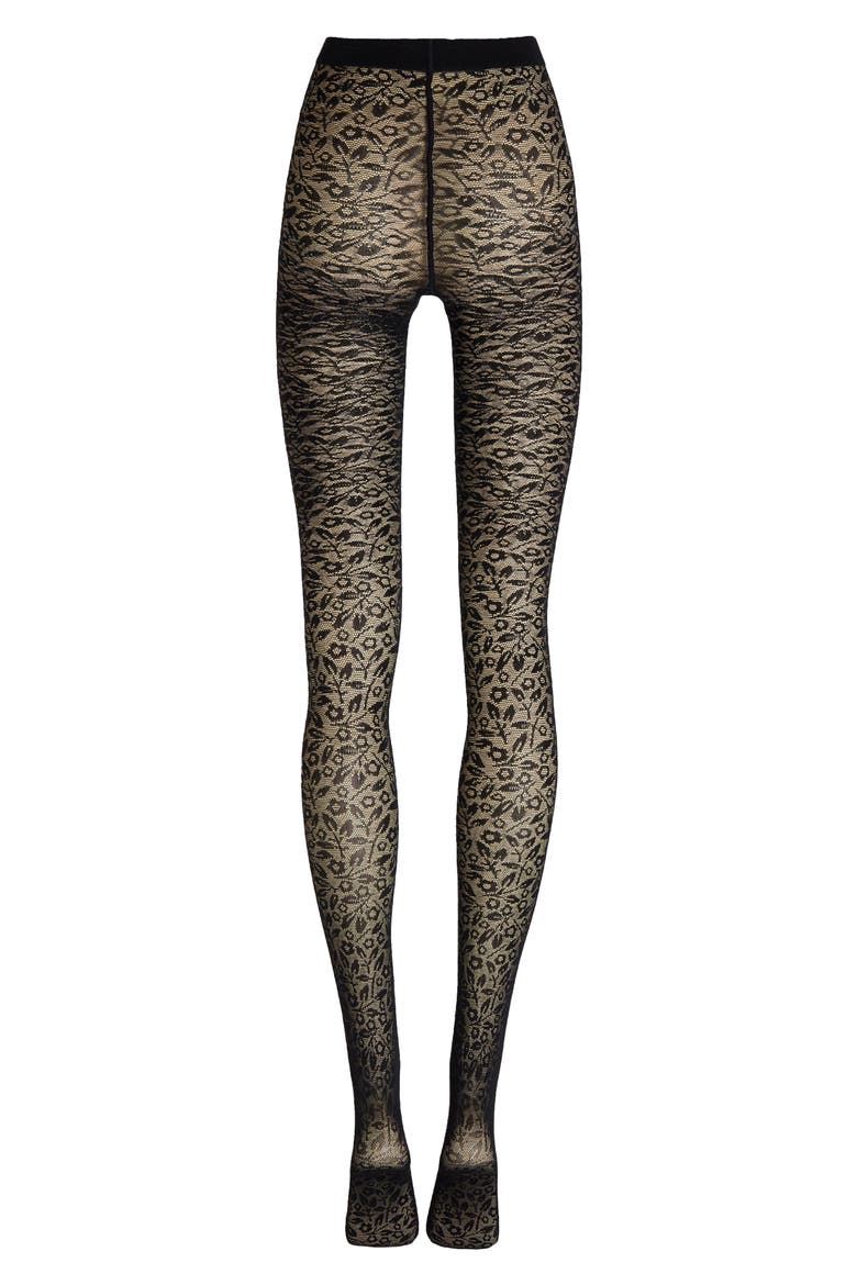 Bouquet Tights, Alternate, color, BLACK