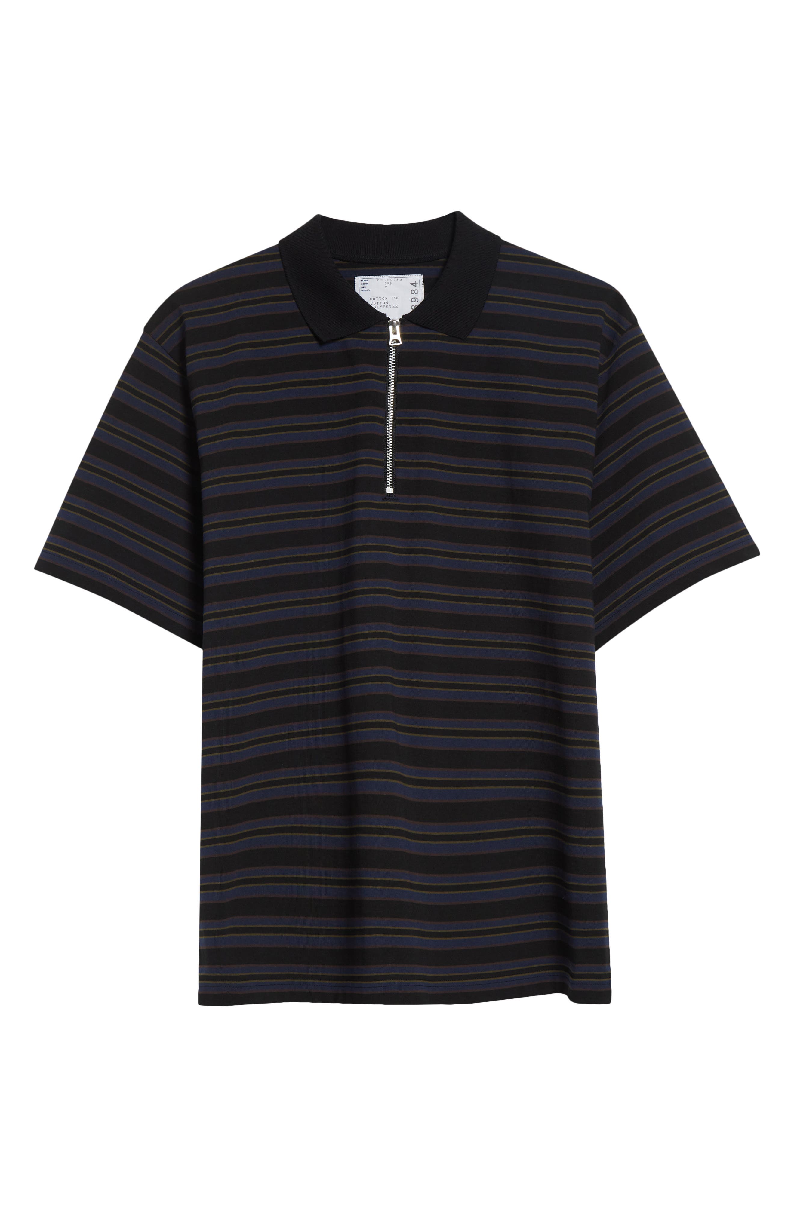 Sacai Horizontal Stripe Quarter Zip Polo (Men) | Nordstrom
