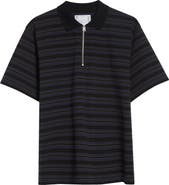 Sacai Horizontal Stripe Quarter Zip Polo