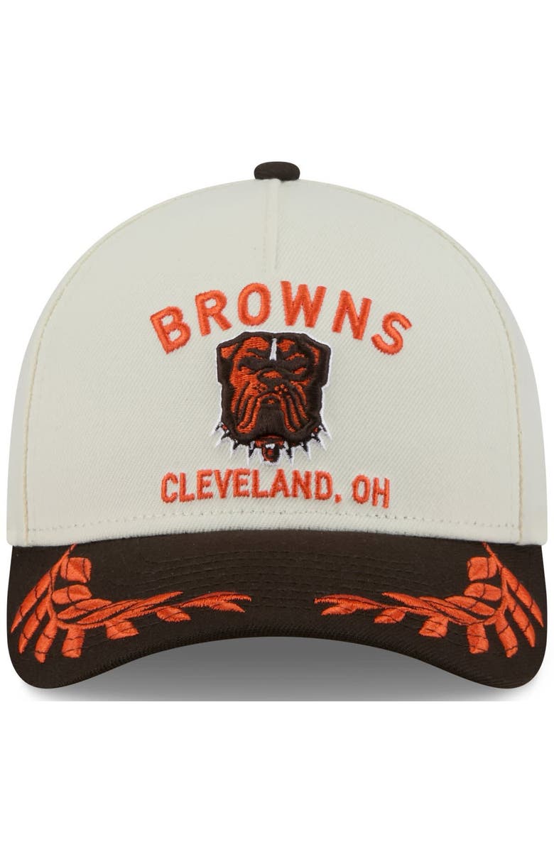New Era Men's New Era Cream/Brown Cleveland Browns 2025 NFL Draft 9FORTY A-Frame M-Crown Adjustable Hat, Alternate, color, 